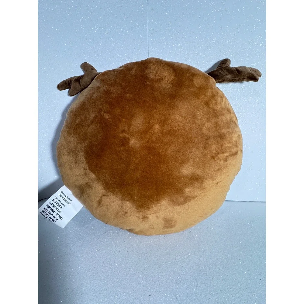MSA Trading Reindeer Emoji Plush Pillow Brown Red Nose Christmas Decor 12in 3226